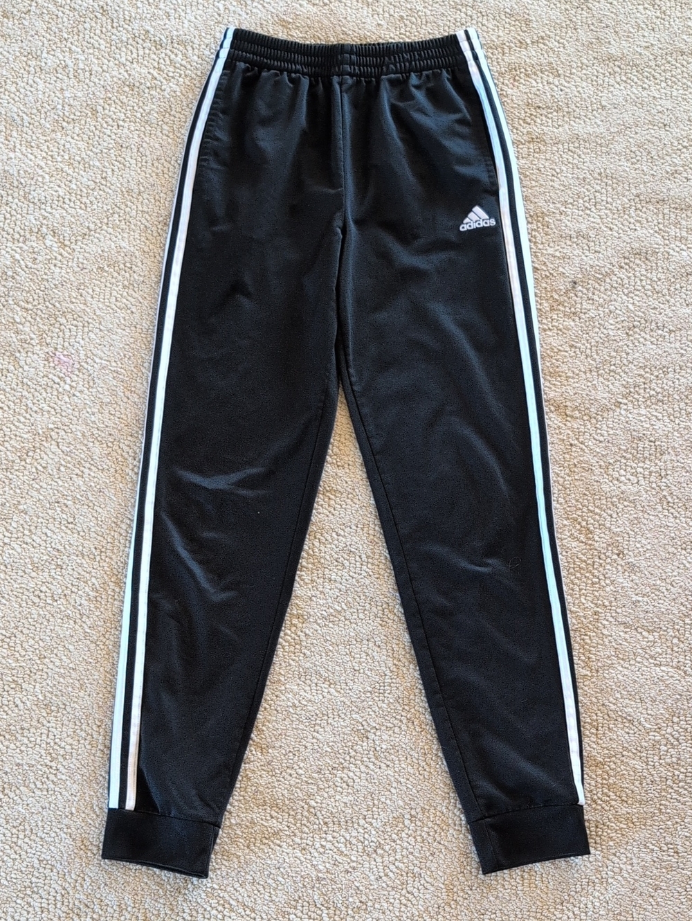 adidas Black Joggers with White Side Stripes